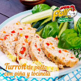 Turrón de pollo con piña y tocineta